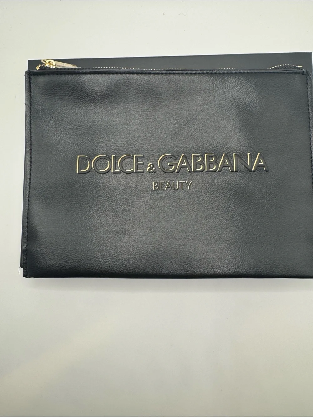 New Dolce & Gabbana Beauty Black and Gold Zip Cosmetic Pouch Clutch